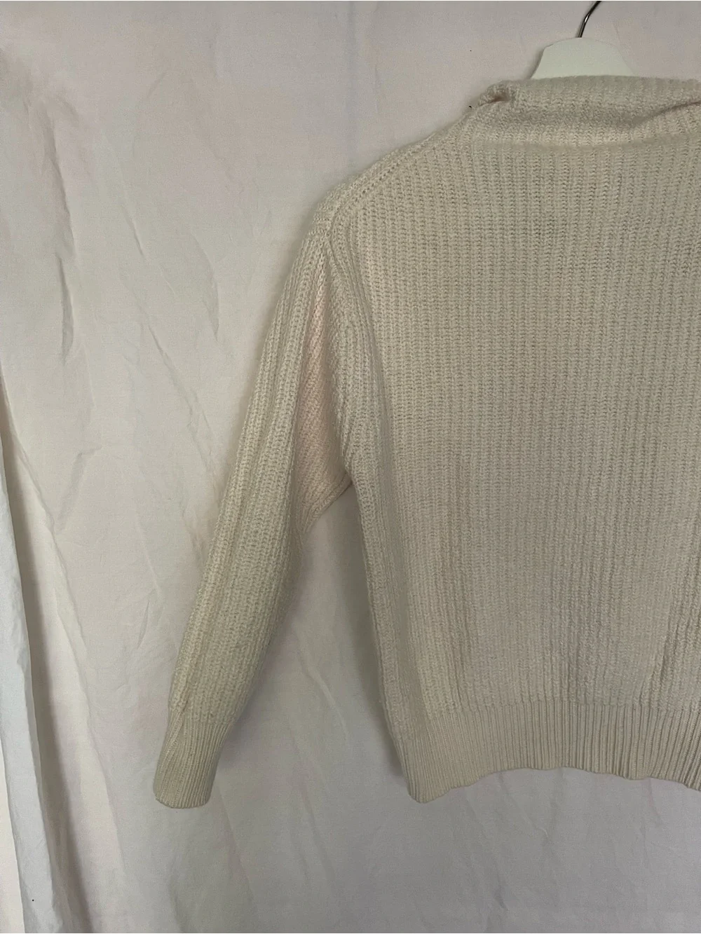 Wilfred Merino Wool Ribbed Mock Neck Sweater Cream Size XS minimalist luxury